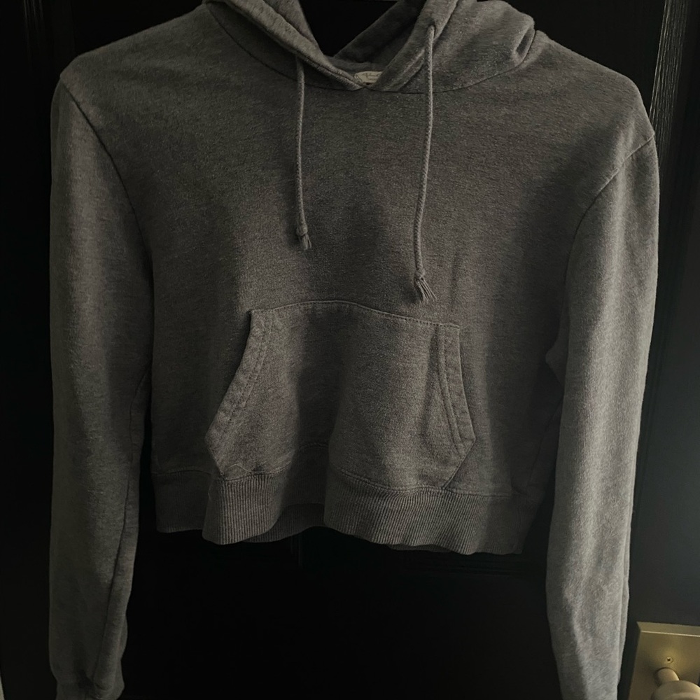 Brandy Melville Charcoal Cropped Hoodie